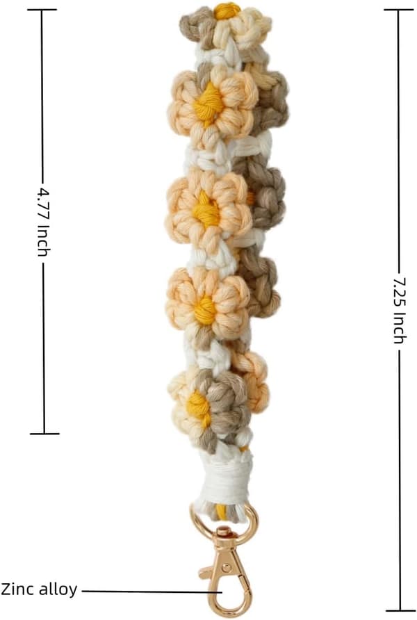 Macrame nøglering Håndlavet håndledsrem Nøglering Håndledsrem til nøgler Sød blomst nøglering Nøglering til kvinder Multicolour4