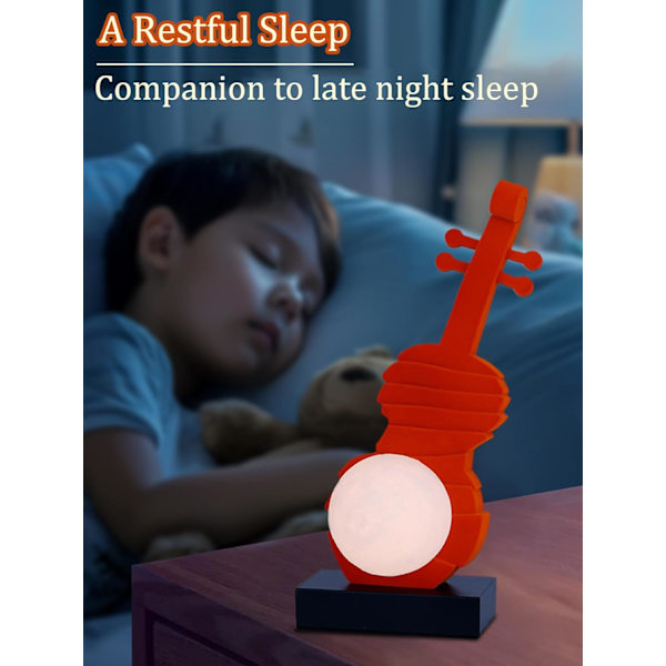 Fiolin nattlys for barn LED musikkelsker lampe 3 fargemodus Kawaii nattbordslamper dekor USB oppladbar soveromslys stue hjem dekorasjon