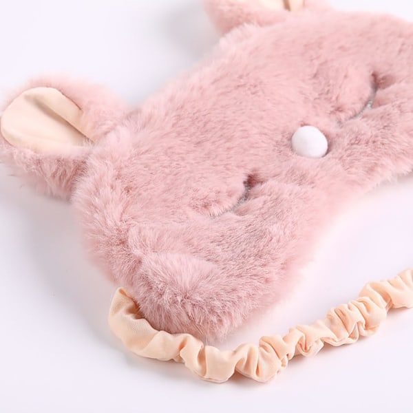 Mjuk Ögonmask för Sömn Söt Tecknad Katt Kanin Djur Pälsig Sovmask Halvt Ansikte Sovmask Ögonbindel Ögonskugga Ögonskydd för Tra
