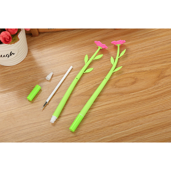 Nyhed Blomster Penne Sæt 0,5 mm Sort Græs Blad Kuglepen Gel Blæk Pen Skole Børn Studerende Gave(3PCS)