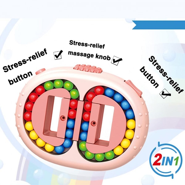 Pyörivä taikapapu kuutio Spinner Fidget Stress Relief Ball Double flip Kädessä pidettävä palapeli Decompression Educational Toy(Pink)