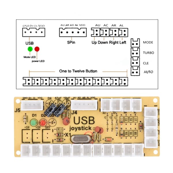 Zero Delay Arcade USB-encoder PC til Joystick-knap DIY-sæt