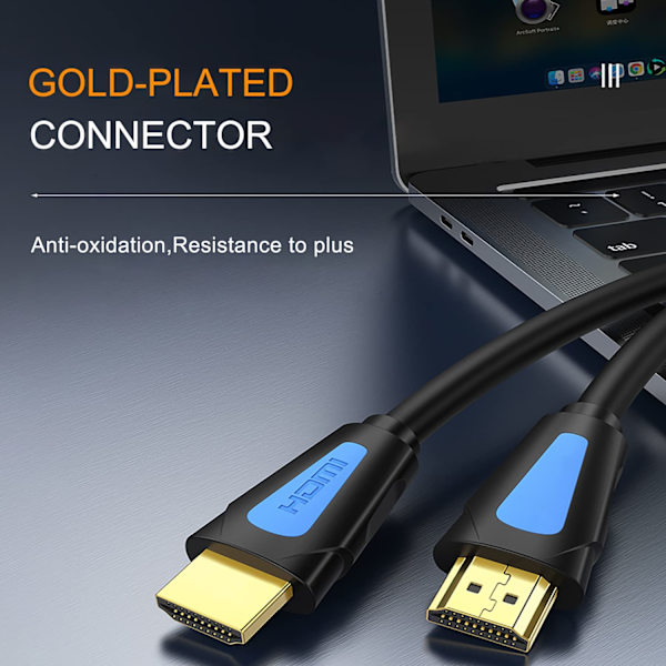 HDMI-kabel 6 fod, 2.0 HDMI 6 fod forgyldt understøtter 4K@60HZ, 18 Gbps, HDR, ARC, Ultra HD, 3D, 1080P.