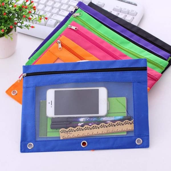Blyantpose 3 Ring, Lynlås Blyantpose Etui Binder Kosmetikpung Sort 2 Pak 2Black