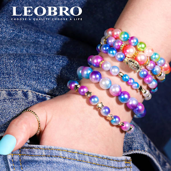 Pärl Beads för smyckestillverkning, Iridescent Bead Bracelet Making Kit för vuxna, Pärlor för hantverk, vänskapsarmband Pärlor för armband,