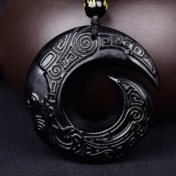 100 % rent snidat naturligt äkta obsidian amuletthänge