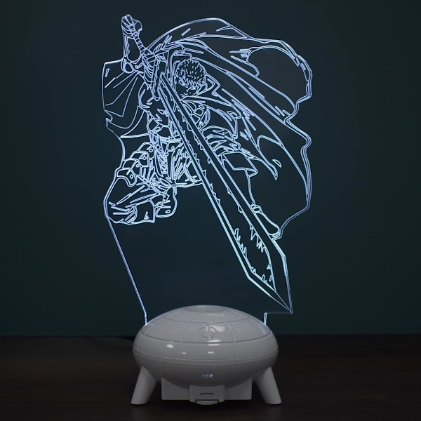 Berserk Guts Figur 3D Anime Lampe Fjernbetjening Berøringsdæmpbar LED Natlys 16 Farver med Illusion Bordskrivebordslampe Perfekte Gaver til Børn