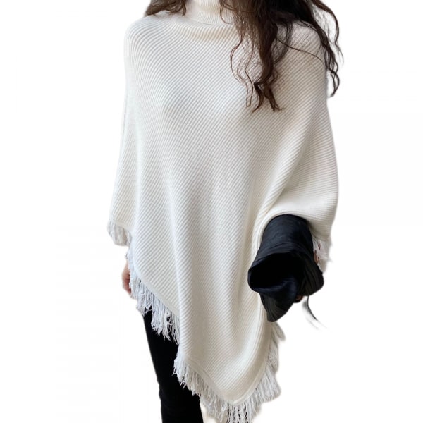 2022 Women's Fall Winter Turtleneck Poncho Sweater Fashion Chunky Knit Cape Wrap Sweaters Pullover Jumper Tops