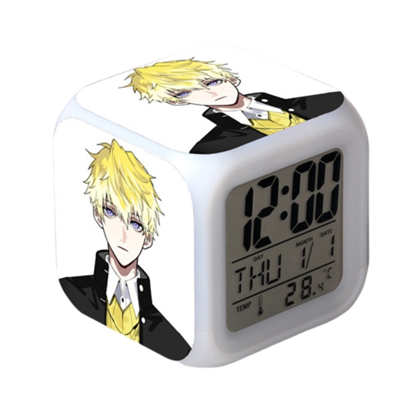 Wekity Anime Alarmklocka One Piece LED Kvadratklocka Digital Alarmklocka med Tid, Temperatur, Alarm, Datum