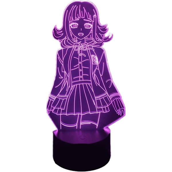 3D LED-illusion nattlampa Chiaki Nanami Animelampa USB 7/16 färger fjärrkontroll beröringsbrytare inredning RGB nattlampa för pojke och flicka födelsedagspresenter