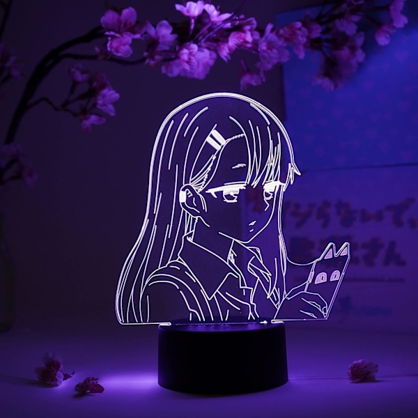 Nagatoro Tekstiviesti Otaku Lamppu – Älä Leiki Kanssani, Neiti Nagatoro – Anime Lamppuhahmo Yövalo, 16 Väriä RGB LED – Kaukosäädin, 3D Anime Huone