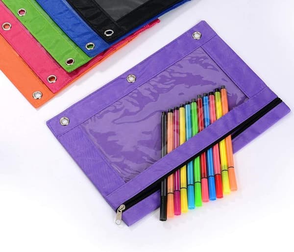 Blyantpose 3 Ring, Lynlås Blyantpose Etui Binder Kosmetikpung Sort 2 Pak 2Black