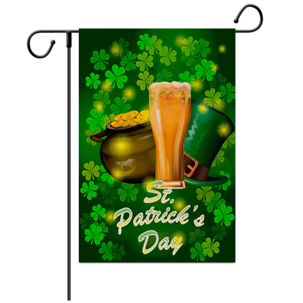 St. Patrick's Day Garden Banner, Irish Festival, olutta, kultakolikoita, hattukoristeinen puutarhabanneri, laadukas ja hyvän säänkestävä 30*45cm A