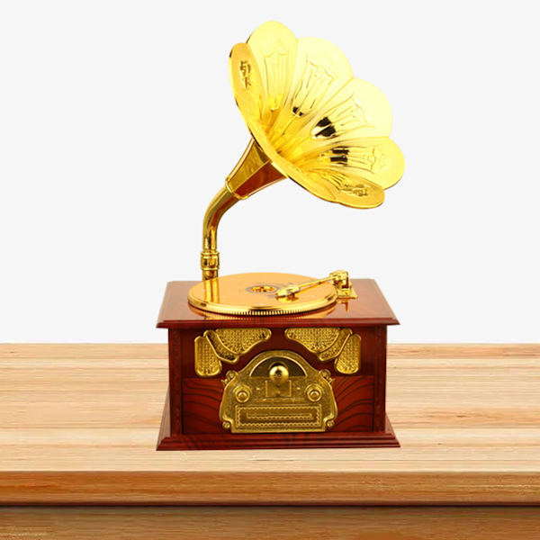 Retro Grammofon Musikbox Klassisk Grammofonspeldosa Musikbox för Hemskrivbordet Musikalisk Dekoration Brown