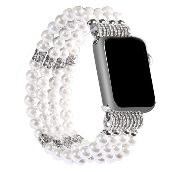 Armbånd for Pearl Apple Watch-reimer 38/40/41mm, elastisk perlearmbånd med strekkbar erstatningsrem for Iwatch Series SE 8/ 7/6/ 4/5/3/2/1