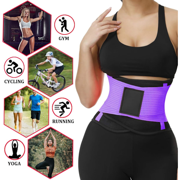 Midjetrenerbelte for kvinner - Midjetrener Trimmer - Slankende Body Shaper-belte - Sport Girdlesbelte (UP Graded) purple XXL