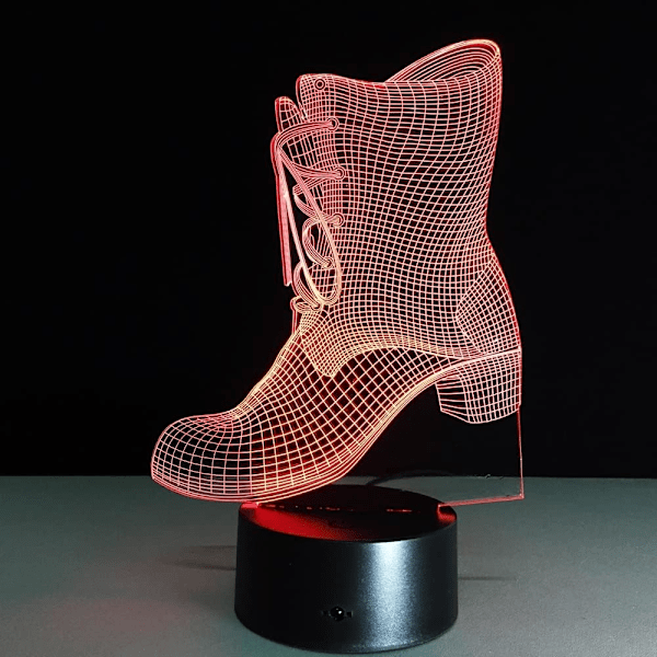Boots Shape Led Nattelys 3D Illusionslampe Gave Fargeendring Nattelys Barnelampe Ved Sengen Batteridrevet Lamparas Frakt