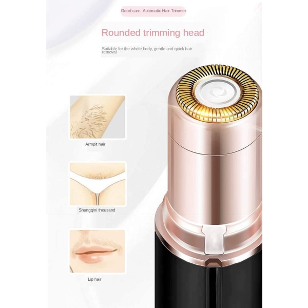 Ansigtshår Fjernelse til Kvinder Smertefri Hårfjerner, Vandtæt Shaver Razor Hårfjerner med LED Lys til Ansigt Bikini Peach Fuzz Overlæbe  (Sort)