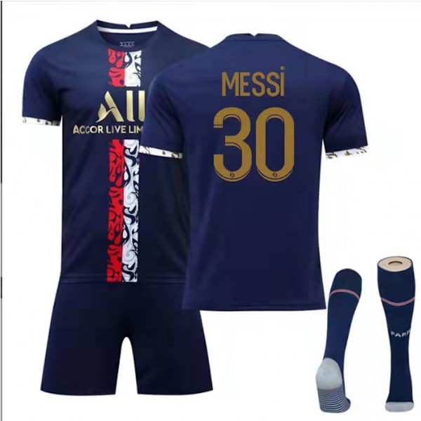 22-23 Pariisin erikoispainos pelipaita setti lapsille ja aikuisille Jalkapallo Jalkapallopaita Treenipaita Puku No.30 MESSI 18
