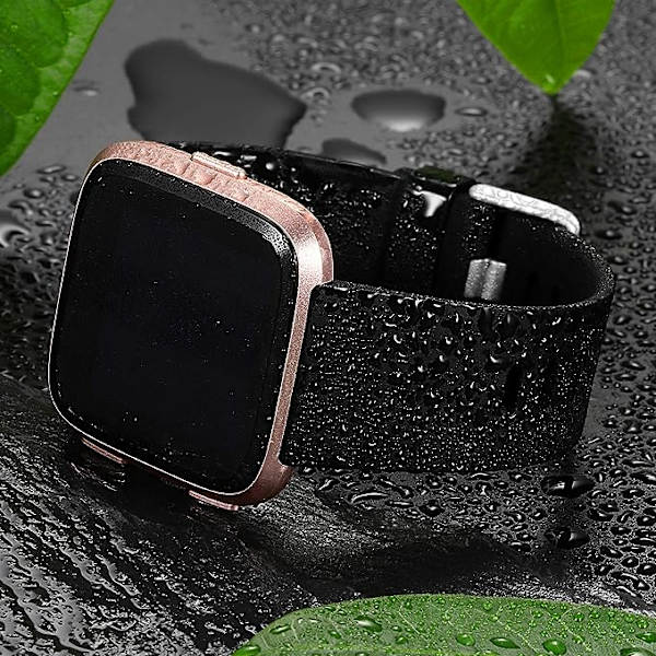 Älykäs rannekkeen hihna on yhteensopiva Fitbit versa -älykellojen, versa 2:n ja versa Lite se -kellojen kanssa naisille ja miehille（Musta-L）