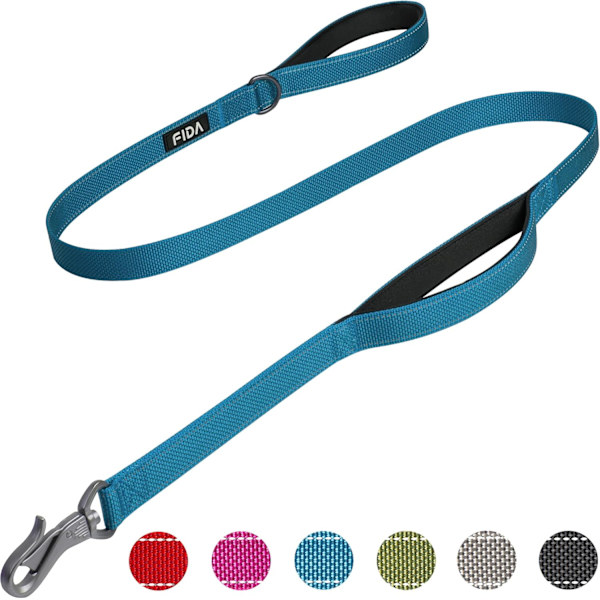 5 FT Heavy Duty Hundekobbel med 2 komfortable polstrede håndtak, trafikkhåndtak og avansert enkel snappkrok, reflekterende gåledning for store, mellomstore og S Blue5FT 5 Feet (Pack of 1)