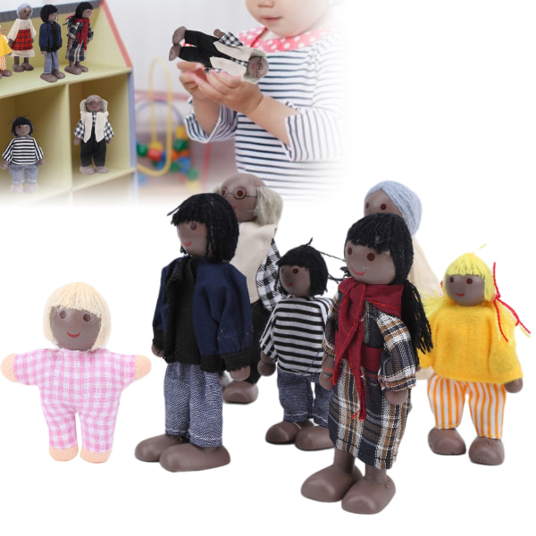 Familiedukkefigurer Furu Miniatyr Mennesker Lekesett Ornament Pedagogisk dukkehus tilbehør#4