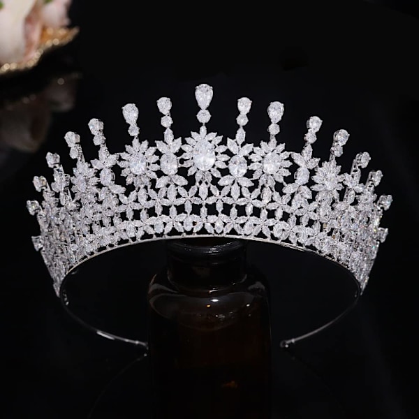 Cubic Zirconia Brudesløjfe til Bryllup Prinsesse Dronning Tiara Høj Fest Pageant Hårpynt Sød 16 Hårtilbehør