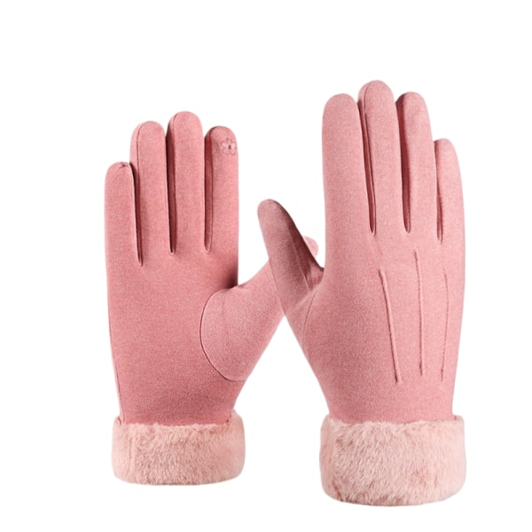 Vinterhandsker til kvinder - Varme touchscreen-handsker - Vindtætte - Elastiske - Tekstvenlige - Pink