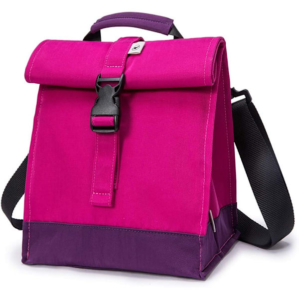 Isolert lunsjpose Rolltop lunsjboks Tote lunsjpose for kvinner, jenter, tenåringer og barn (lilla) Purple