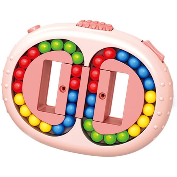 Roterende magisk bønnekube spinner Fidget stressaflastningsbold Dobbelt flip håndholdt puslespil Dekompression pædagogisk legetøj (Pink)