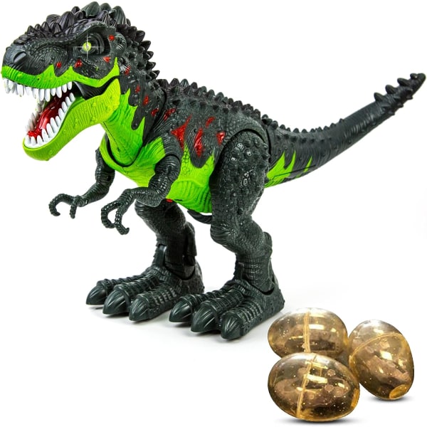 Lasten dinosauruslelu, simuloitu liekkisuihke Tyrannosaurus Jurassic World -lelut lapsille, kävelevä dinosaurus tulta hengittävä vesisuihkusumu punainen valo