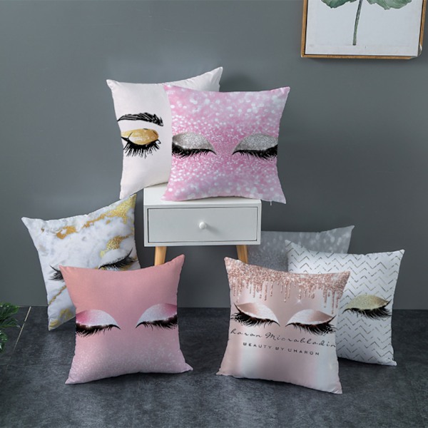 JUSTUP Pudebetræk  Skønhed Øjenvipper Læber Kvinder Piger Pudebetræk Peach Skin Fløjl Pudebetræk Dekorativ til Sofa Seng Kontorstol 18 x 18