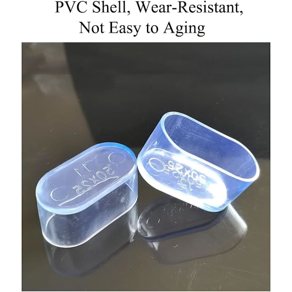 10 stk. 25 x 50 mm Gennemsigtige Ovale Gummistolebensbeskyttere, Ridsefast PVC Stolebenshætter, Møbelpolstring, Bordfod P 25*50mm