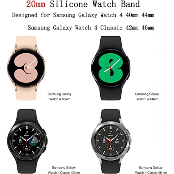 Til Samsung Galaxy Watch 4 Rem til damer og herrer, Galaxy Watch 4 Classic Rem 40mm 42mm, 20mm Silikone Åndbar Justerbar Sportsrem Udskift