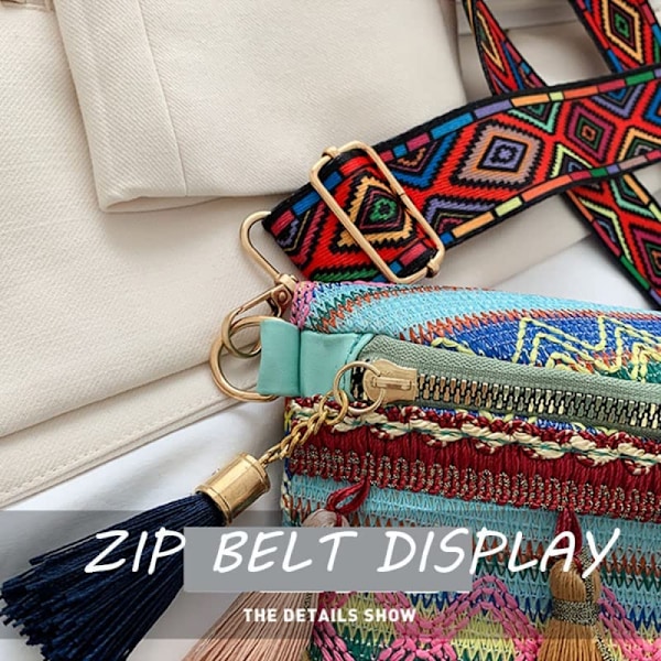 Fashion söt dam Bohemian Fanny Pack Crossbody axelväska broderi Boho midjeväska bröstväska bumbag med tofs för flicka