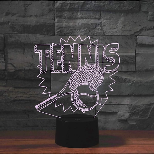 3D Tennis Fjärrkontroll 16 Färger Nattlampor Illusion Akryl LED Bord Sänglampa