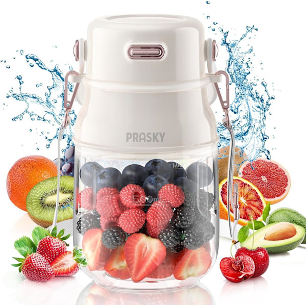 Bärbar Blender, Personlig Blender för Shakes och Smoothies med 27oz Mugg, Lock och Axelrem, Typ-C USB Laddningsbar