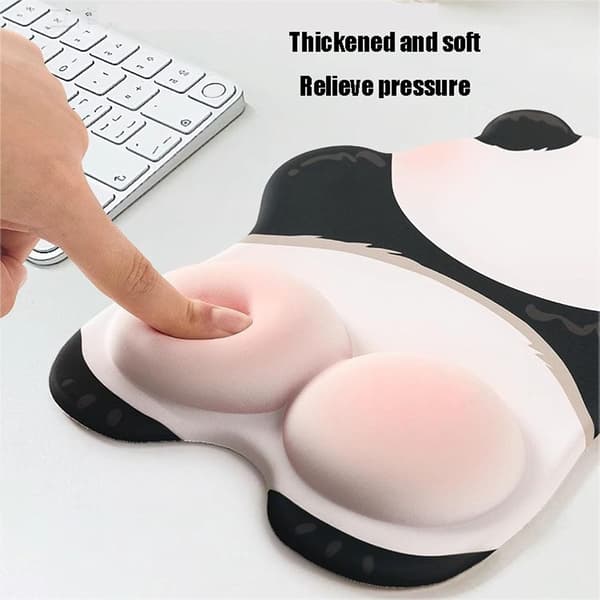 Ergonomisk musematte med håndleddsstøtte, søt panda musematte med håndleddsstøtte, smertelindrende musematte, musematte for datamaskin, bærbar PC, O white