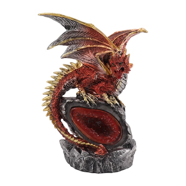 Fighting Dragon Statue Resin Desktop Dragon Figurine Skulptur med ljus för hemprydnad Halloween-dekor Colorful