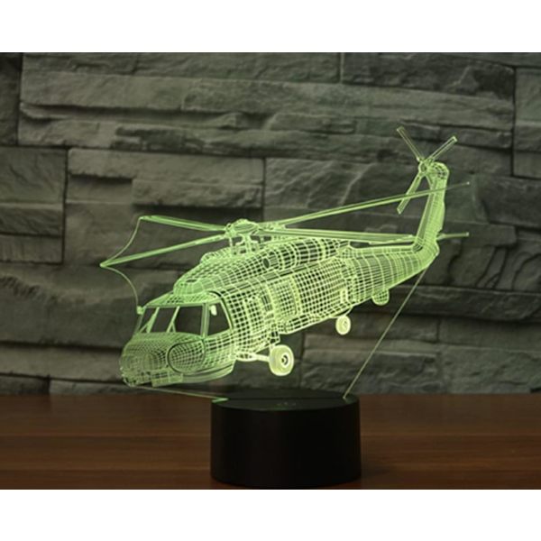 3D Helikopter Fjernbetjening 16 Farve Natlys Illusion Akryl LED Bord Natlampe Børneværelse Skrivebords Dekoration Fødselsdagsgaver Legetøj til Børn