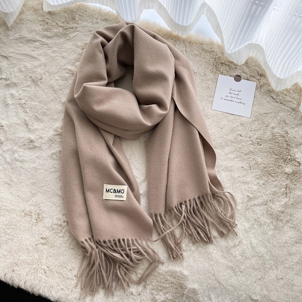 Women's Thick Soft Wool Cashmere Shawl Scarf - Warm Solid Shawl-Khaki