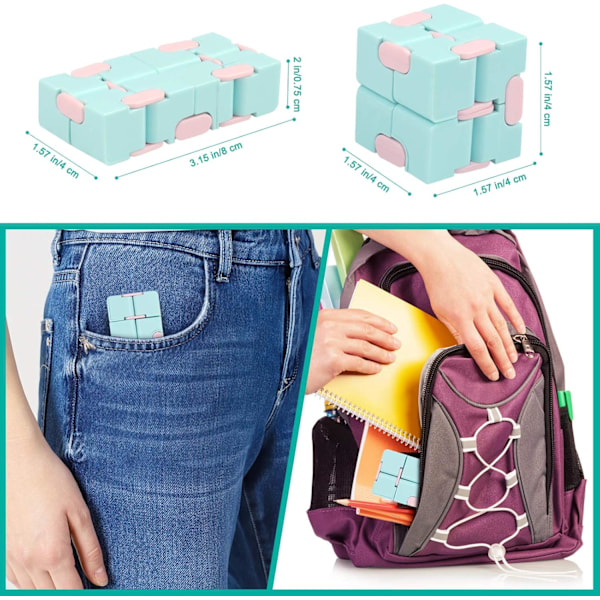 Infinitycube Fidget Legetøj Stressaflastende Fidgeting Spil til Børn og Voksne, Sød Lommestørrelse Unik Gadget til Angstlindring og Tidfordriv Blue