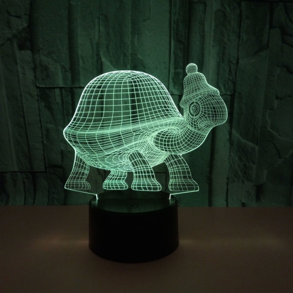 3D LED optinen illuusio akryyli yövalo kaukosäätimellä ja älykkäällä kosketuksella 7 väriä vaihtaa (kilpikonna)