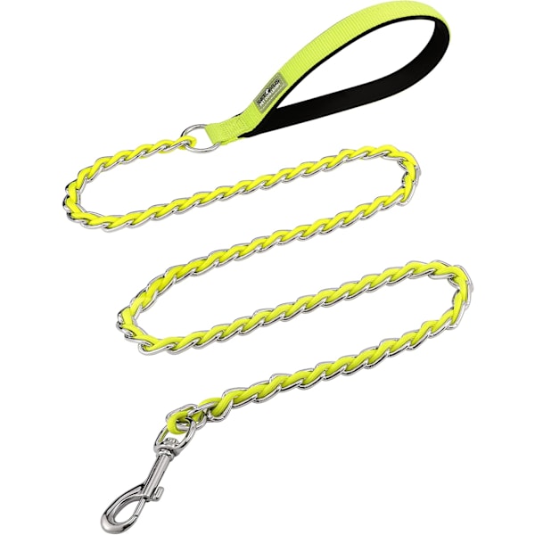 Chain Dog Leash Chew Proof Metal Leash for Medium Large Dogs, Chain Link Dog Leash Anti Chew 4FT Strong Anti Bite Dog Leash Comfortable Soft Padded