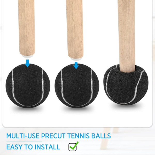 4 st Tennisbollar Bulk för Möbelben Tennisboll Stolsbensskydd för Golvskydd Boll Skrivbordsbensskydd (Svart) blcak