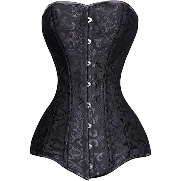Kvinders 26 Stålbenet Bomuld Lang Overkrop Timeglas Kropsshaper Korset Satin Black 3XL
