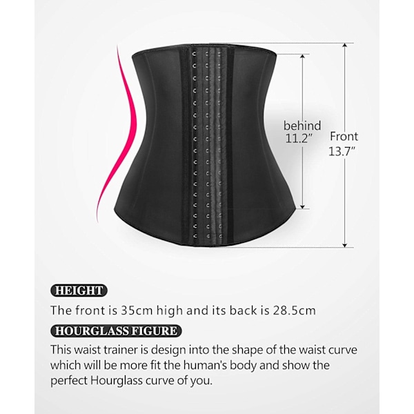 Lang Torso Taljetræner til Kvinder Underbust Korsetter Cincher Sport Girdle 1-black M