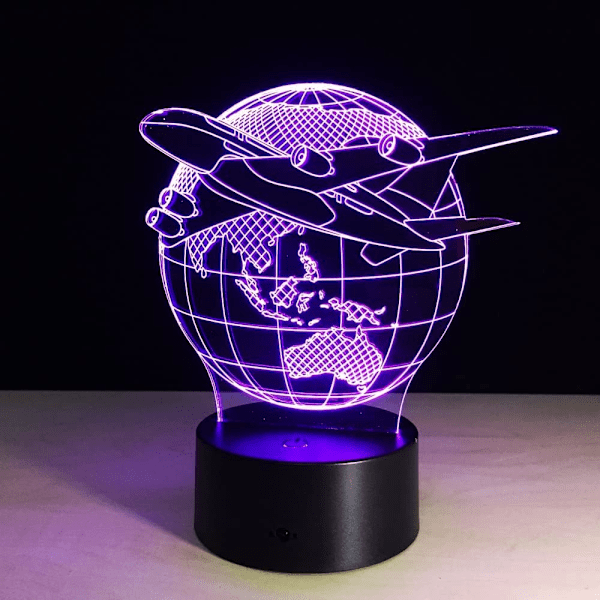 Flyvende Fly Jord 3D Lampe 7 Farve Skift Berøringskontakt Lille Natlampe Farvet Atmosfærisk Lampe Soveværelseslampe Til Gave