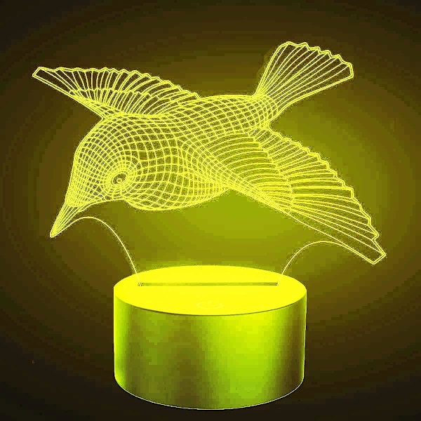 3D Fågel Nattlampa Bordsskiva Optisk Illusion Lampor 7 Färgväxlande Ljus LED Bordlampa Jul Hem Kärlek Födelsedag Barn Barn Dekoration Leksak Present