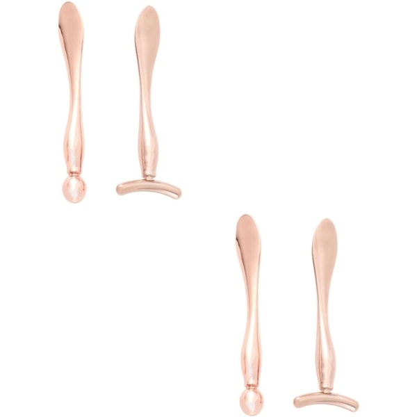 WJ 4 delar Ansiktsmassage massageapparater Verktyg Sked-Applikator Damer Hudlegering Långvarig reducerande spatlar och metallreducerande stav för Rose Gold x2pcs mx2pcs